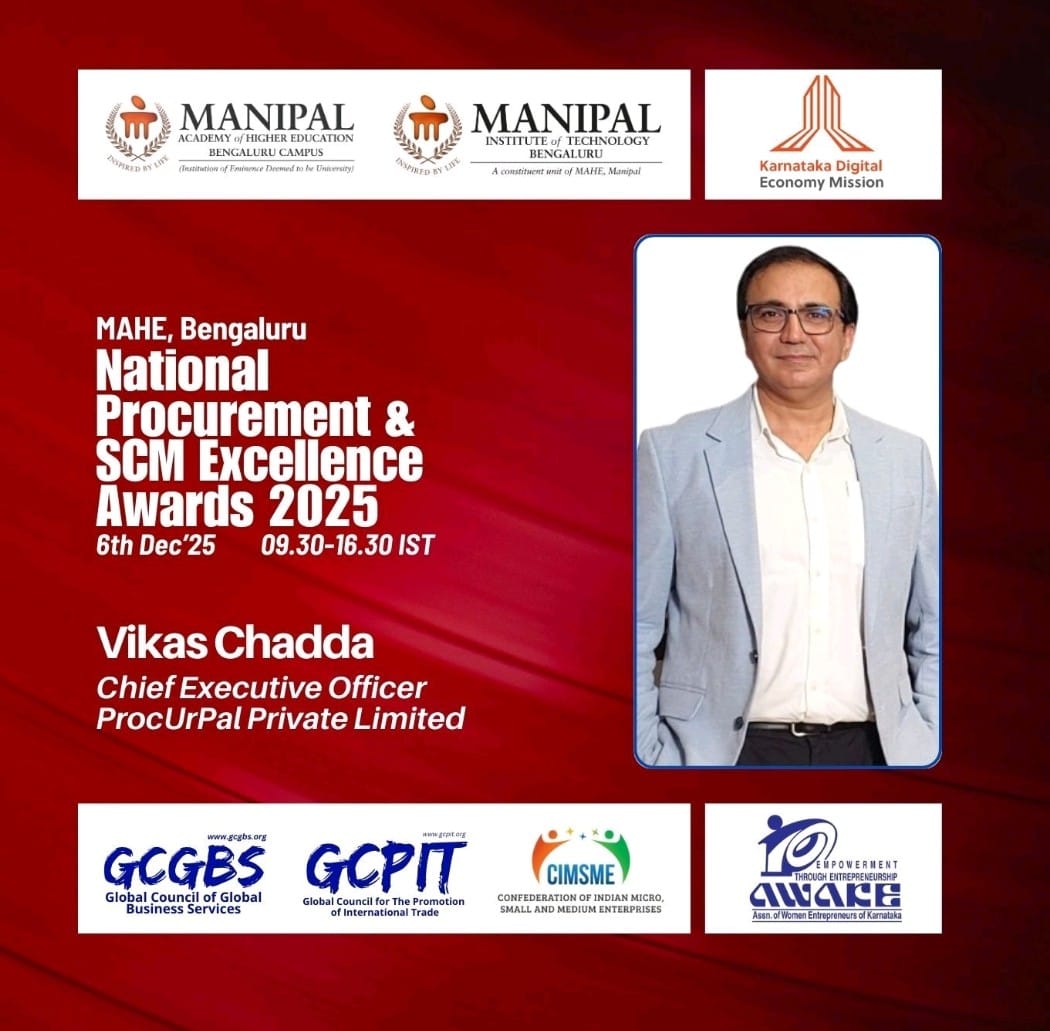 Vikas Chadda, CEO of ProcUrPal, Receives National Procurement & SCM Excellence Award 2025 - Procurpal